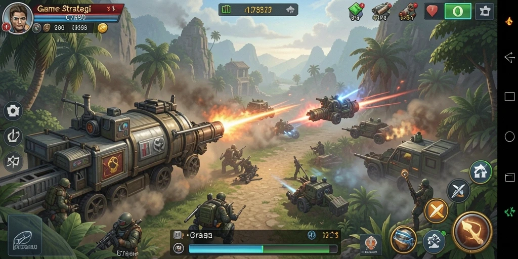 Tampilan gameplay mendalam dalam C7890 dengan pertempuran strategi.