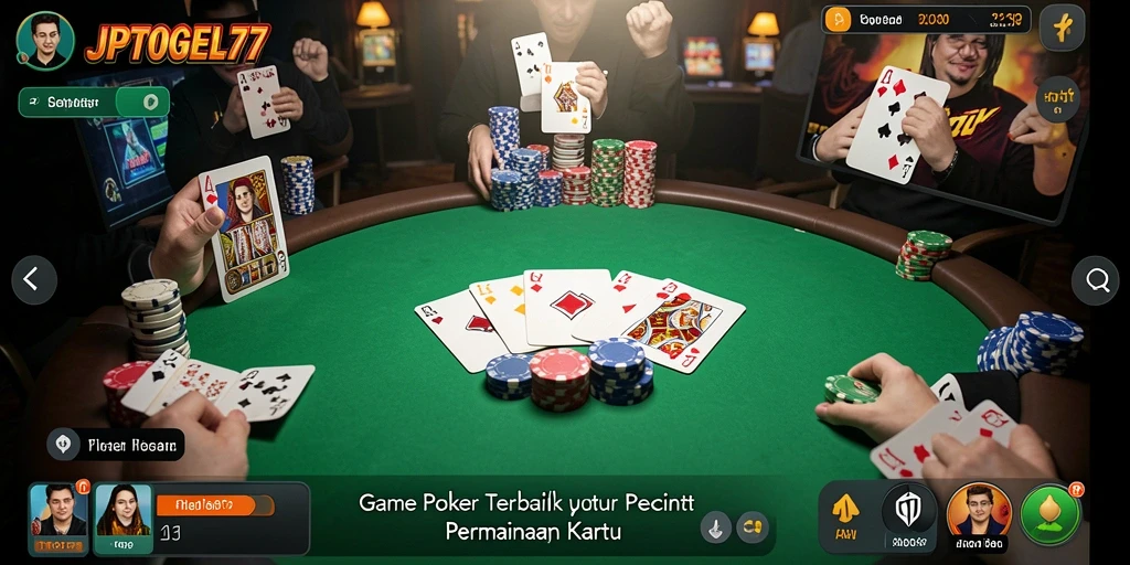 Screenshot JPTOGEL77 menunjukkan gameplay Poker yang mendebarkan dan realistis.
