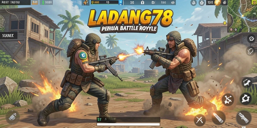 Screenshot LADANG78 menampilkan aksi mendebarkan dalam game Battle Royale.