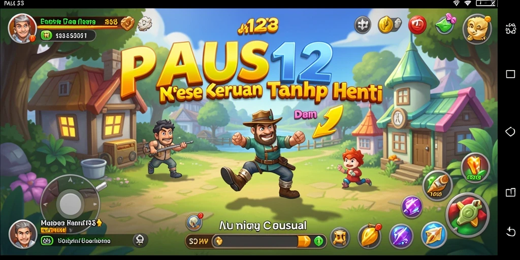 Tampilan gameplay PAUS123 yang ceria dan interaktif.
