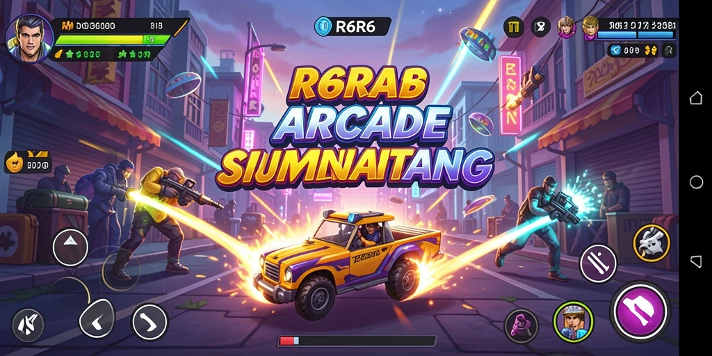 Tangkapan layar <strong>R6R6</strong> yang menunjukkan aksi seru permainan arcade.
